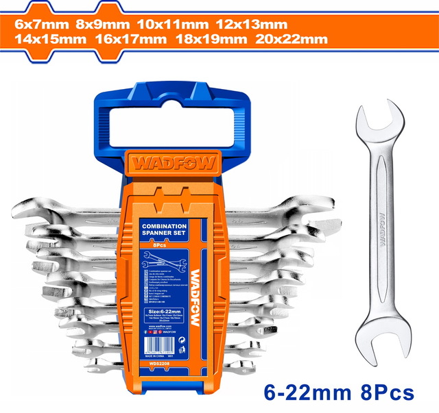 WADFOW Double open end spanner set 6Χ7 - 20Χ22 (WDS2208)