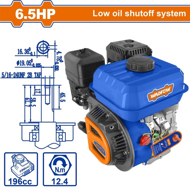 WADFOW Gasoline engine 196cc / 6.5ΗΡ (WGNAA168Q)