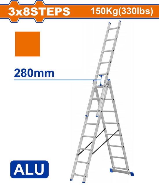 WADFOW 3 Section extension ladder (WLD6H38)