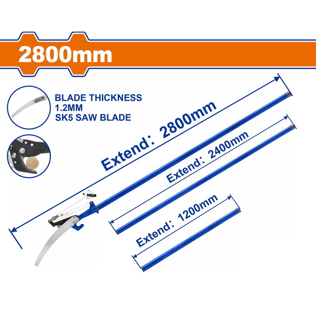 WADFOW Extendable pole saw & pruner 120-280cm / 25mm (WPR4701)