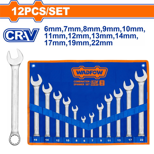 WADFOW 12 Pcs Combination spanner set 6-22mm (WSP1M12)