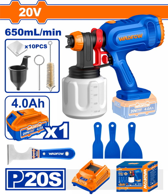 WADFOW ΣΕΤ ΠΙΣΤΟΛΙ ΒΑΦΗΣ ΜΠΑΤ. Li-ion 20V / 4Ah / 1 ΜΠΑΤ (WSU30668E)
