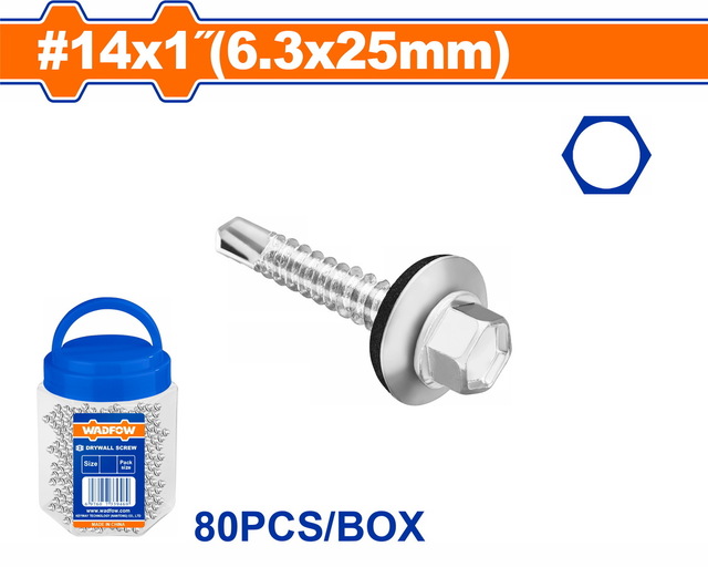 WADFOW Hex self drilling screw with rubber washer 14 X 1