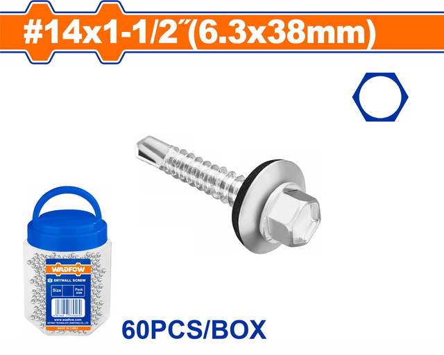 WADFOW Hex self drilling screw with rubber washer 14 X 1-1/2