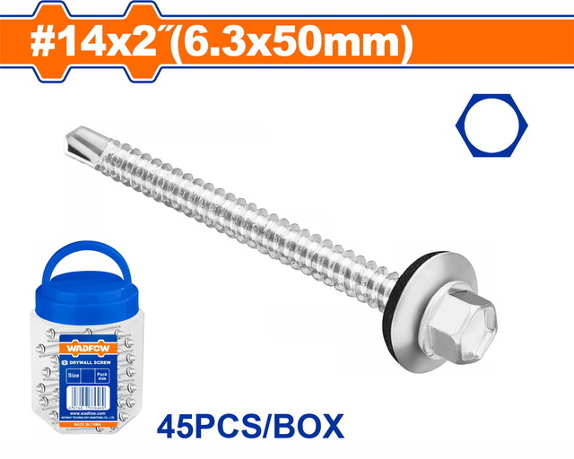 WADFOW Hex self drilling screw with rubber washer 14 X 2