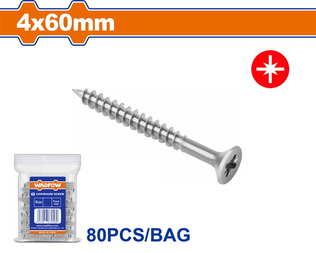 WADFOW Chipboard screw 4 Χ 60mm 80pcs (WXS593A11)