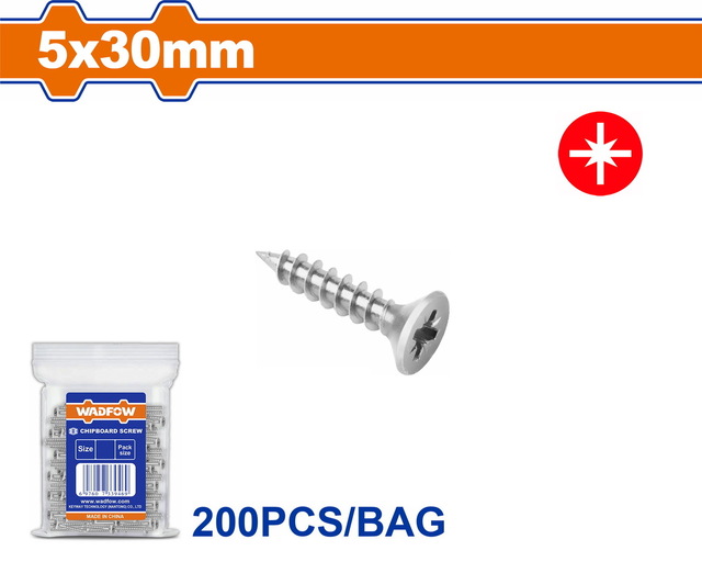 WADFOW Chipboard screw 5 Χ 30mm 200pcs (WXS595A06)