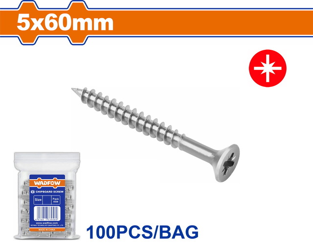 WADFOW Chipboard screw 5 Χ 60mm 100pcs (WXS595A11)