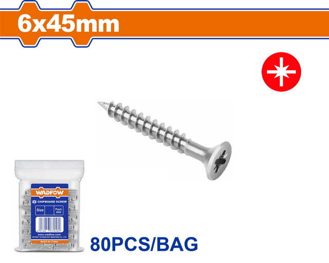 WADFOW Chipboard screw 6 Χ 45mm 80pcs (WXS596A09)