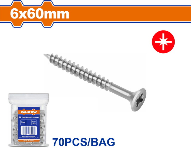 WADFOW Chipboard screw  6 Χ 60mm 70pcs (WXS596A11)