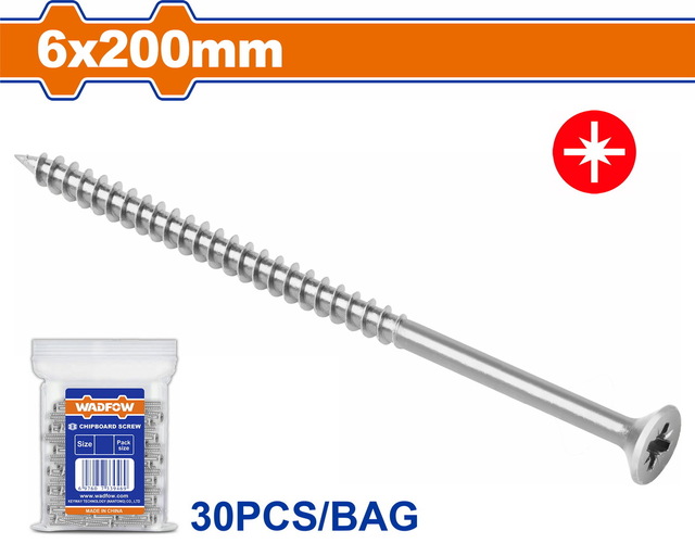 WADFOW Chipboard screw 6 Χ 200mm 30pcs (WXS596A20)