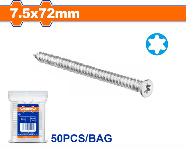 WADFOW Countersunk head concrete & Masonry screw 7.5 X 72 50pcs (WXSN914)