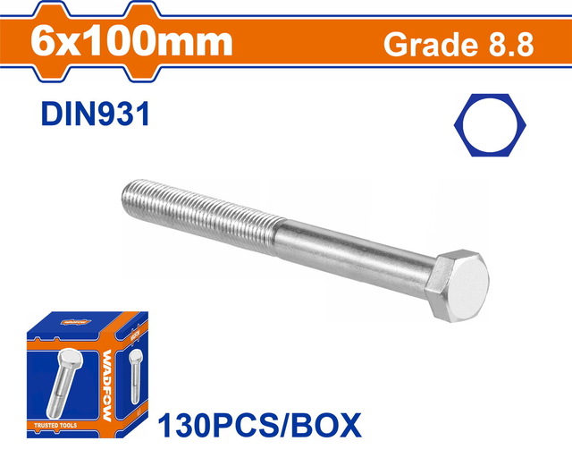 WADFOW ΒΙΔΑ ΕΞΑΓΩΝΗ ΓΑΛΒ. 8.8 DIN931 6X100 130TEM (WXSP51HB)