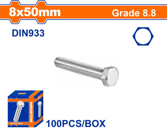 WADFOW Bolt 8.8 DIN933 8X50 100pcs (WXSP52AA)