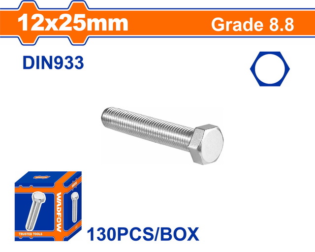 WADFOW Bolt 8.8 DIN933 12X25 130pcs (WXSP545A)