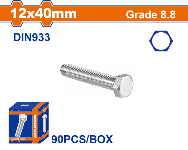 WADFOW Bolt 8.8 DIN933 12X40 90pcs (WXSP548A)