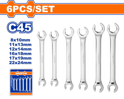 WADFOW 6 Pcs Flare nut open ring wrench set (WDS2406)