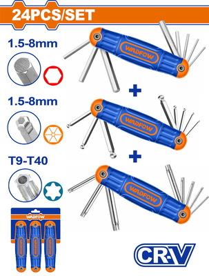 WADFOW ΣΕΤ ΚΛΕΙΔΙΑ ΑΛΛΕΝ + ΑΛΛΕΝ ΜΠΙΛΙΑΣ + TORX 24 ΤΕΜ ΣΟΥΓΙΑΣ ONE PROMOTION (WHK4203)