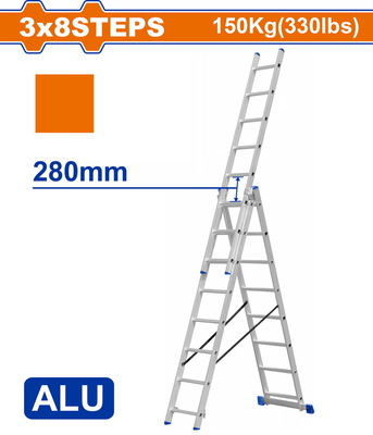 WADFOW 3 Section extension ladder (WLD6H38)