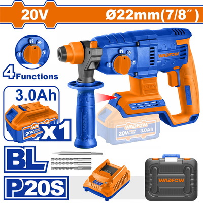 WADFOW Lithium-Ion rotary hammer 20V / 3Ah / 1 bat (WLM1522)