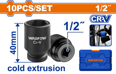 WADFOW 10 Pcs 1/2" impact socket set (WMS1D01)