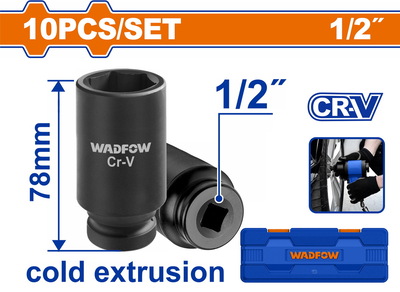 WADFOW 10 Pcs 1/2" deep impact socket set (WMS2D02)