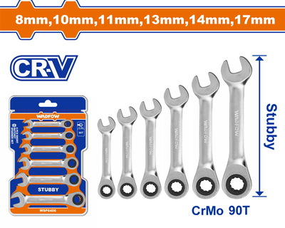 WADFOW 6 Pcs Short ratchet spanner set (WSP6406)