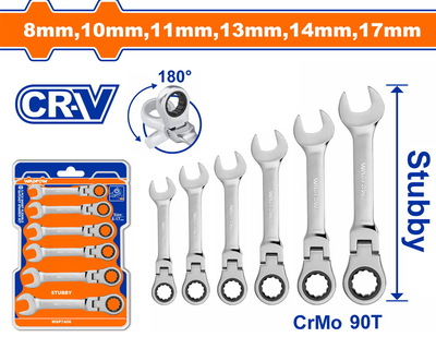 WADFOW 6 Pcs Short flexible ratchet spanner set (WSP7406)