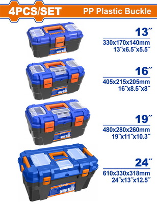 WADFOW ΣΕΤ 4ΤΕΜ ΕΡΓΑΛΕΙΟΘΗΚΕΣ ΠΛΑΣΤΙΚΕΣ 13"-16"-19"-24" ΜΕ ΠΛΑΣΤ. ΚΟΥΜΠΩΜΑΤΑ (WTB2104)