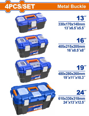 WADFOW ΣΕΤ 4ΤΕΜ ΕΡΓΑΛΕΙΟΘΗΚΕΣ ΠΛΑΣΤΙΚΕΣ 13"-16"-19"-24" ΜΕ ΜΕΤΑΛ. ΚΟΥΜΠΩΜΑΤΑ (WTB4104)