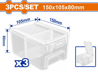 WADFOW 3 Pcs Transparent storage bins set (WTB8333)