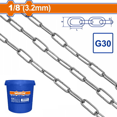 WADFOW Medium link welded chain 3.2mm / 25Kg / 125m (WTLT1B03)