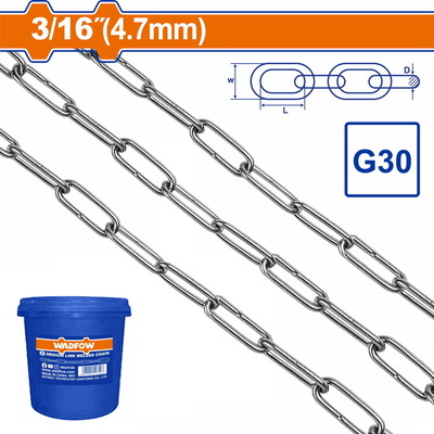 WADFOW Medium link welded chain 4.7mm / 25Kg / 50m (WTLT1B05)