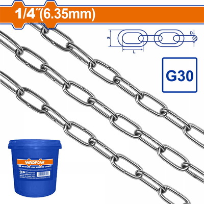 WADFOW Medium link welded chain 6.3mm / 25Kg / 37m (WTLT1B06)