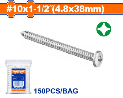 WADFOW Pan head self-tapping screw 10 Χ 1-1/2" / 4.8 Χ 38mm 150pcs (WXSA946)