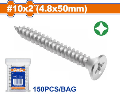 WADFOW Countersunk head self-tapping screw 10 Χ 2" / 4.8 Χ 50mm 150TEM (WXSC947)