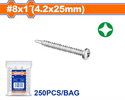 WADFOW Pan head self-drilling screw 8 Χ 1" / 4.2 Χ 25mm 250pcs (WXSD925)
