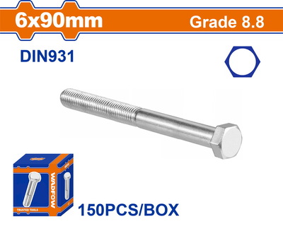 WADFOW ΒΙΔΑ ΕΞΑΓΩΝΗ ΓΑΛΒ. 8.8 DIN931 6X90 150TEM (WXSP51GB)