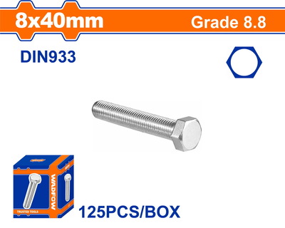 WADFOW ΒΙΔΑ ΕΞΑΓΩΝΗ ΓΑΛΒ. 8.8 DIN933 8X40 125TEM (WXSP528A)